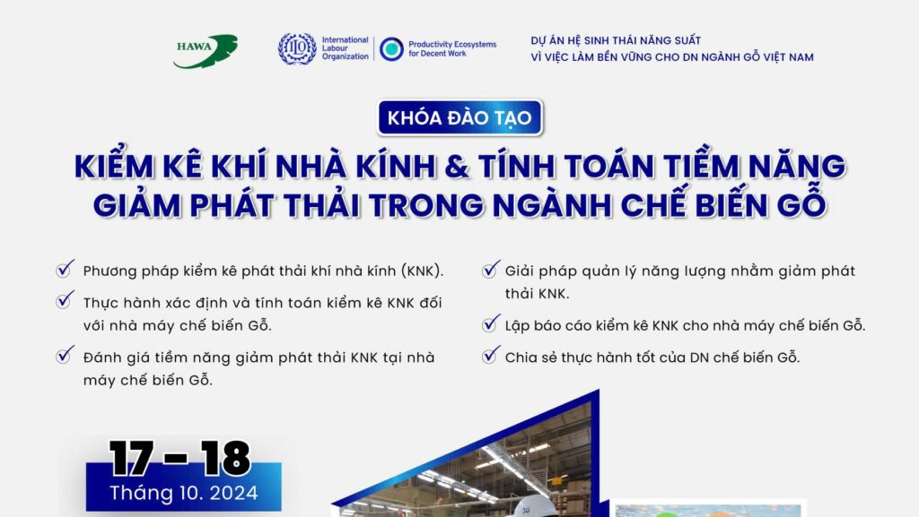 Khóa học Kiểm kê khí nhà kính và tính toán tiềm năng giảm phát thải trong ngành chế biến gỗ 2 khoa dao tao kiem ke knk e1749796817336