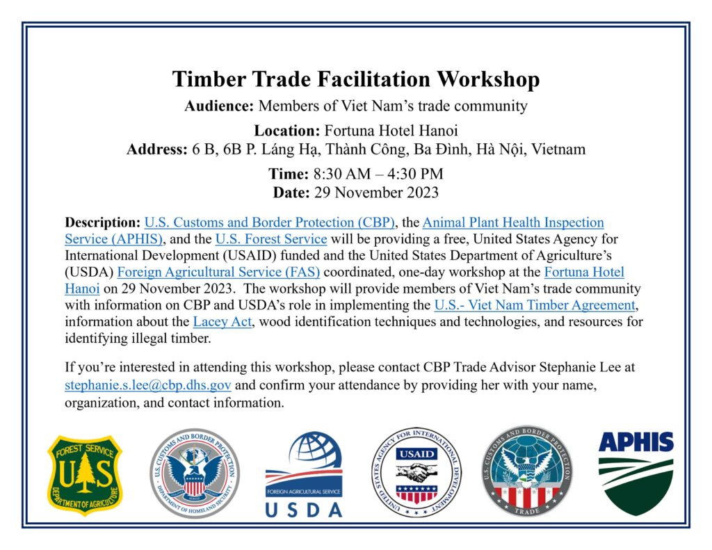 Timber Trade Facilitation Workshop Flyer Viet Nam Trade Community
