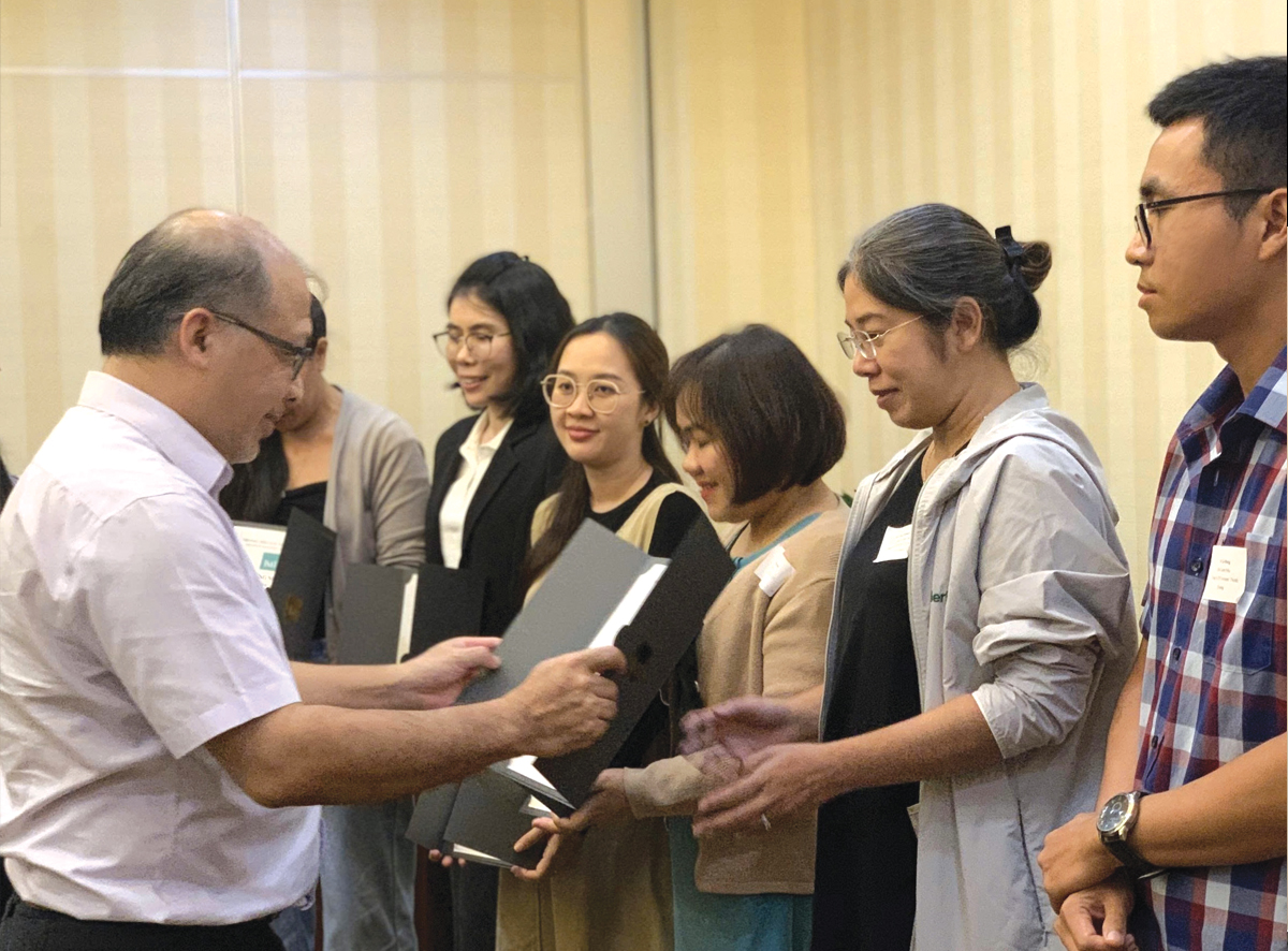 Ground level of green leaf on pyramid of pellets placed near stack of chopped firewood of various types and biomass briquettes in daylight