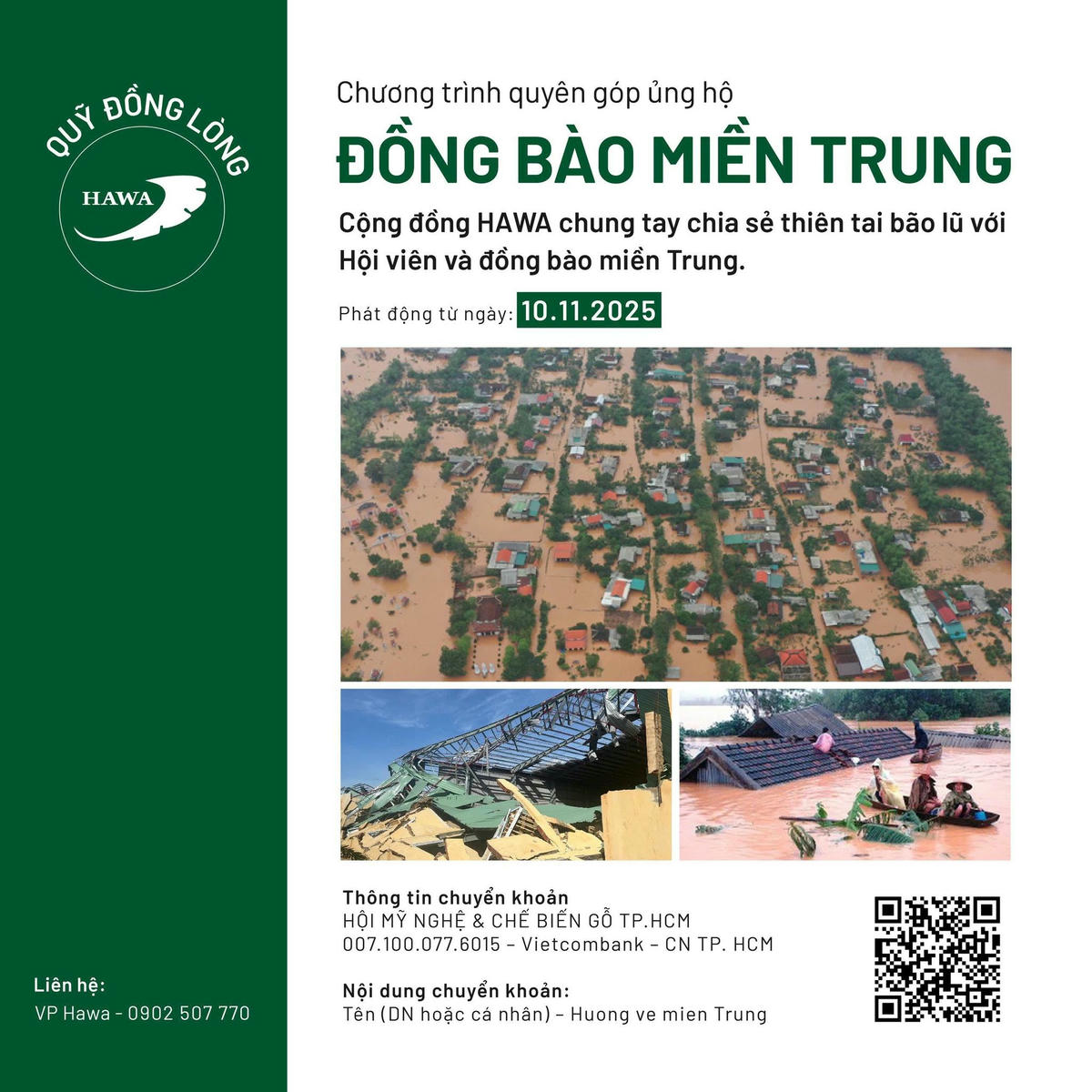 Chương trình quyên góp - Cộng đồng HAWA hướng về miền Trung