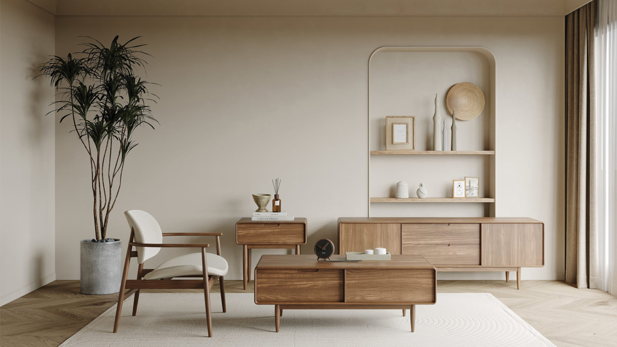Ground level of green leaf on pyramid of pellets placed near stack of chopped firewood of various types and biomass briquettes in daylight