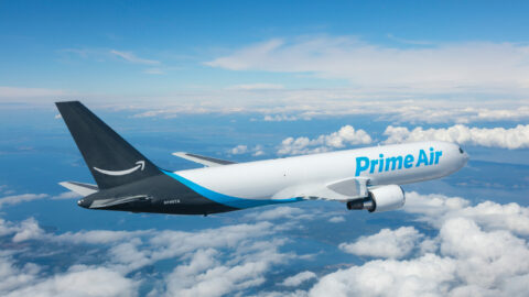 Amazon Prime Air Boeing 767, photographed on August 8, 2016 from Wolfe Air Learjet 25B by Chad Slattery