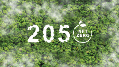 Net zero by 2050. Carbon neutral. Net zero greenhouse gas emissions target. Climate neutral long term strategy. No toxic gases.Top view